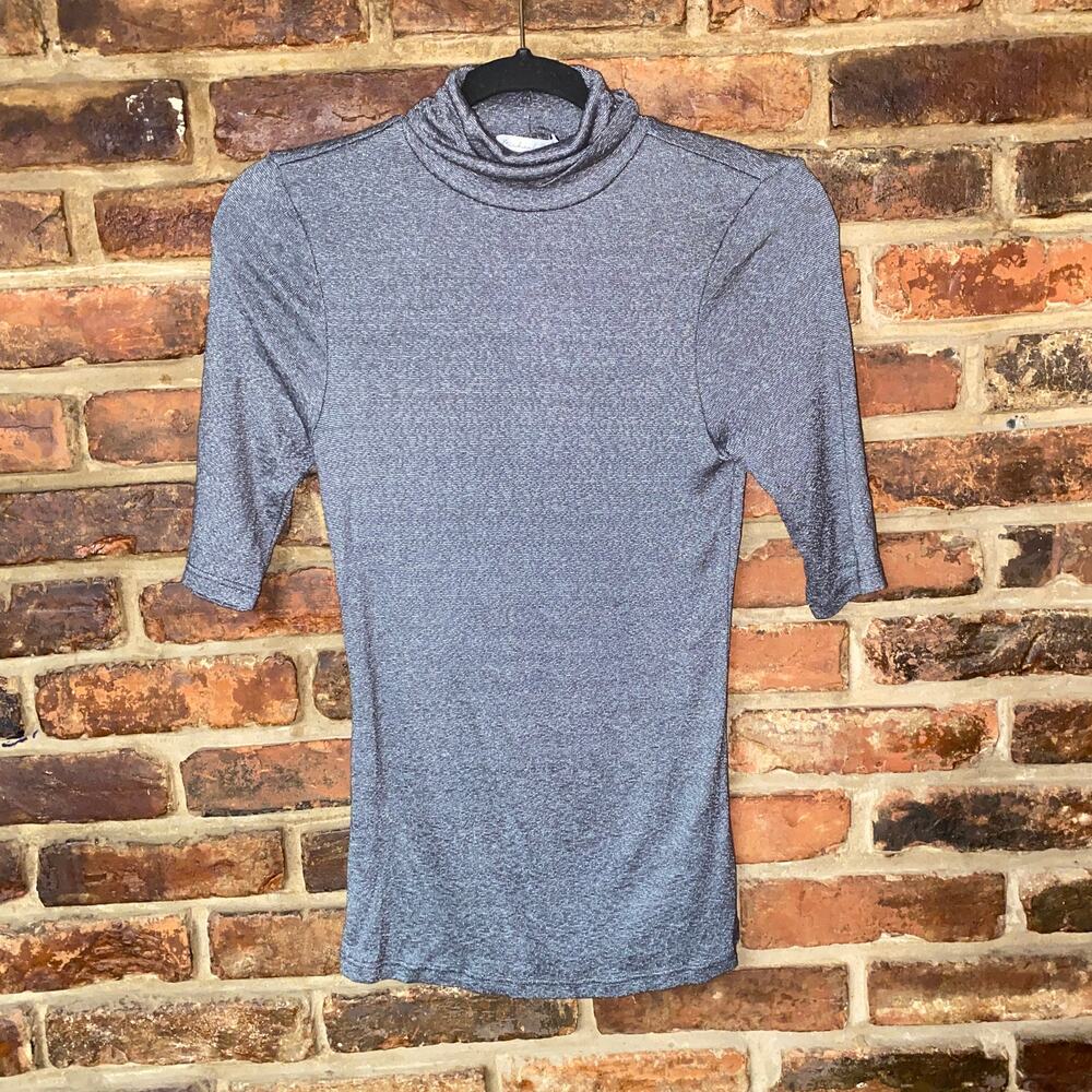 NWT Michael Stars Oxide Metallic Shine Turtleneck Gabriella Top Women's One Size